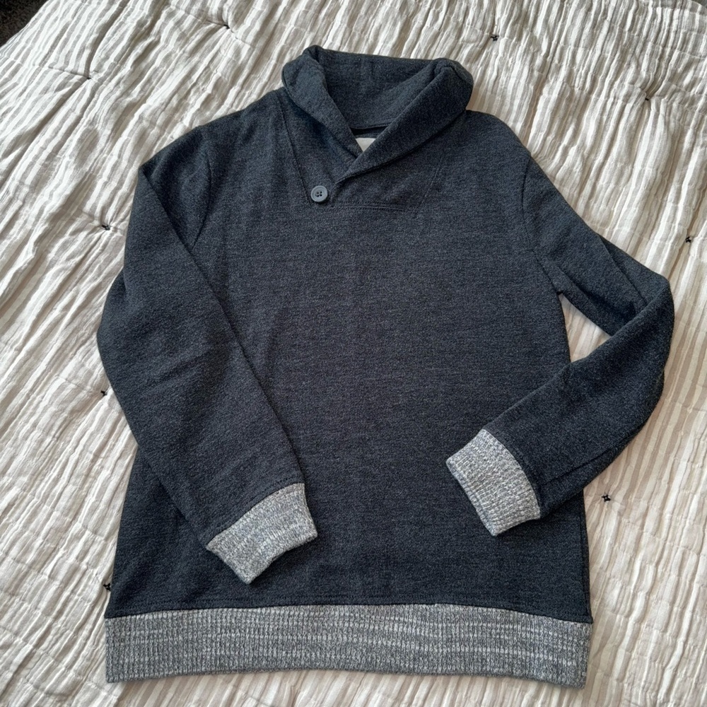 Cat & Jack Gray Collared Dress Sweater with Button Closure Size 8/10 Boys